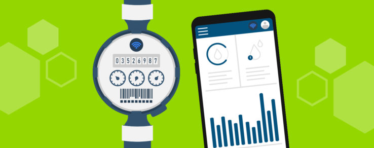 Illustration showing how smart meter data can easily be reviewed by utility customers on their phones.