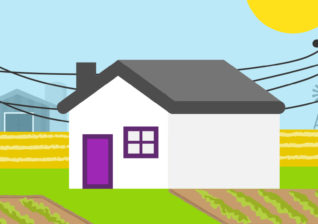 Illustrated image with icons related to rural and small-town homes.