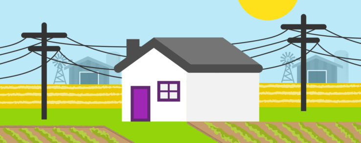 Illustrated image with icons related to rural and small-town homes.