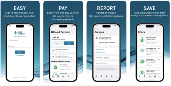 Example from Duke Energy of the utility's mobile app chatbot that was designed to help customers with their top pain points.