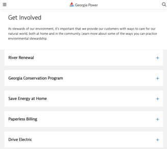 Example from Georgia Power's customer-designated environmental stewardship webpage.