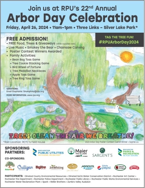 Example of an ad for Arbor Day celebration that creates community engagement for a utility